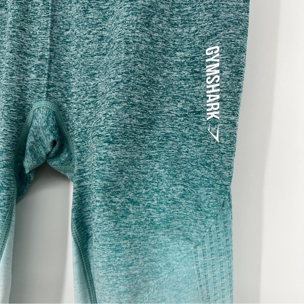 Gymshark Ombré Teal White Stretch Ankle Seamless Pull-on Athletic Leggings - Picture 3 of 14